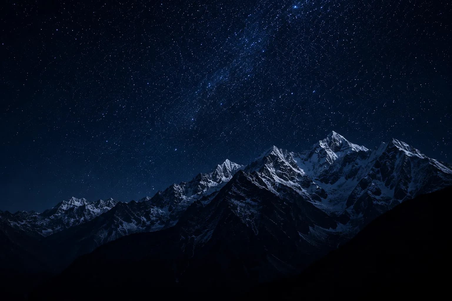 Himalayan ridgeline under stars